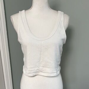 Aerie White Scoop Neck Tank Top Terry Size Small